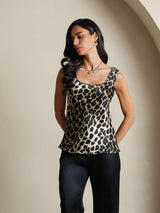 [Leopard] SilkSilky  19Momme Silk U Neck Camisole Top 006,