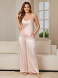 SilkSilky US Pure Silk Sleeveless V Neck Camisole Set Pink 003