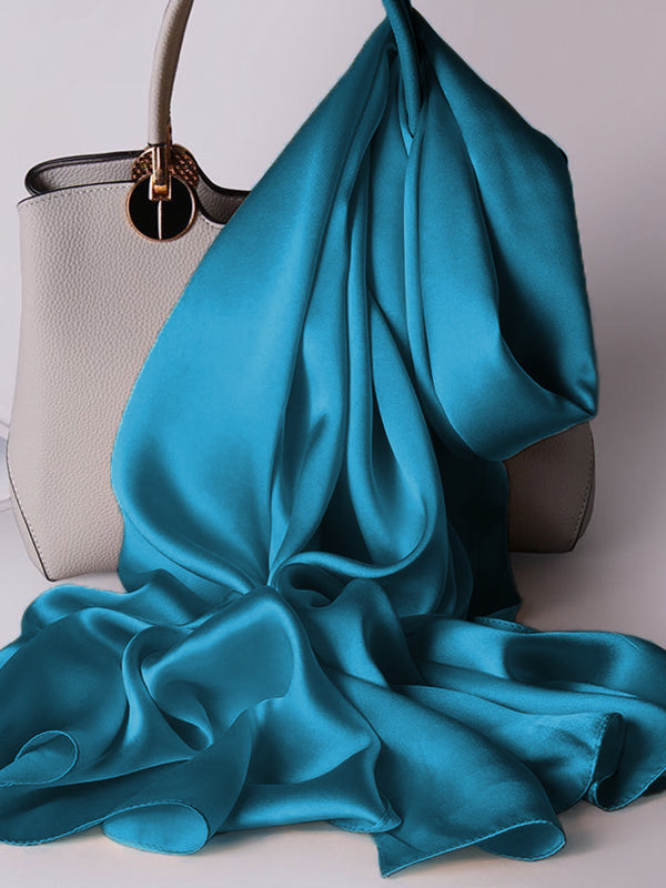 SilkSilky US Pure Silk Scarf Teal 001