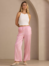 [Pink Pinstripe] SilkSilky Womens Pants 006