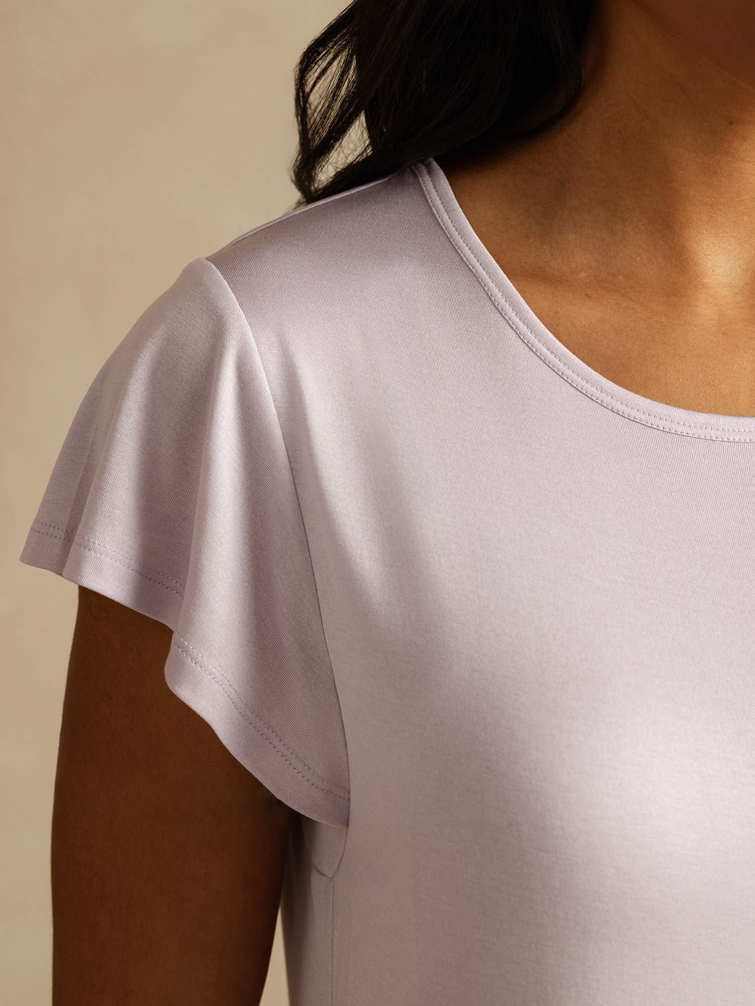 [Lavender] SilkSilky  Pure Silk Round Neck Nightgown 004