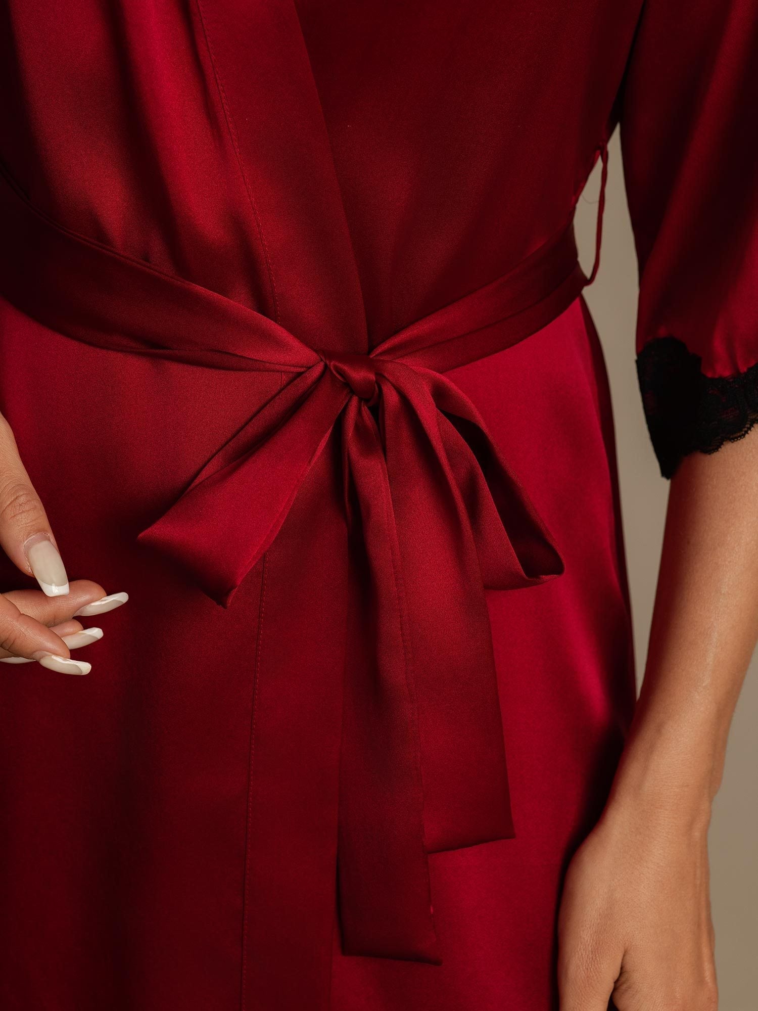 [Wine] SilkSilky Pure Silk Womens Robe 005