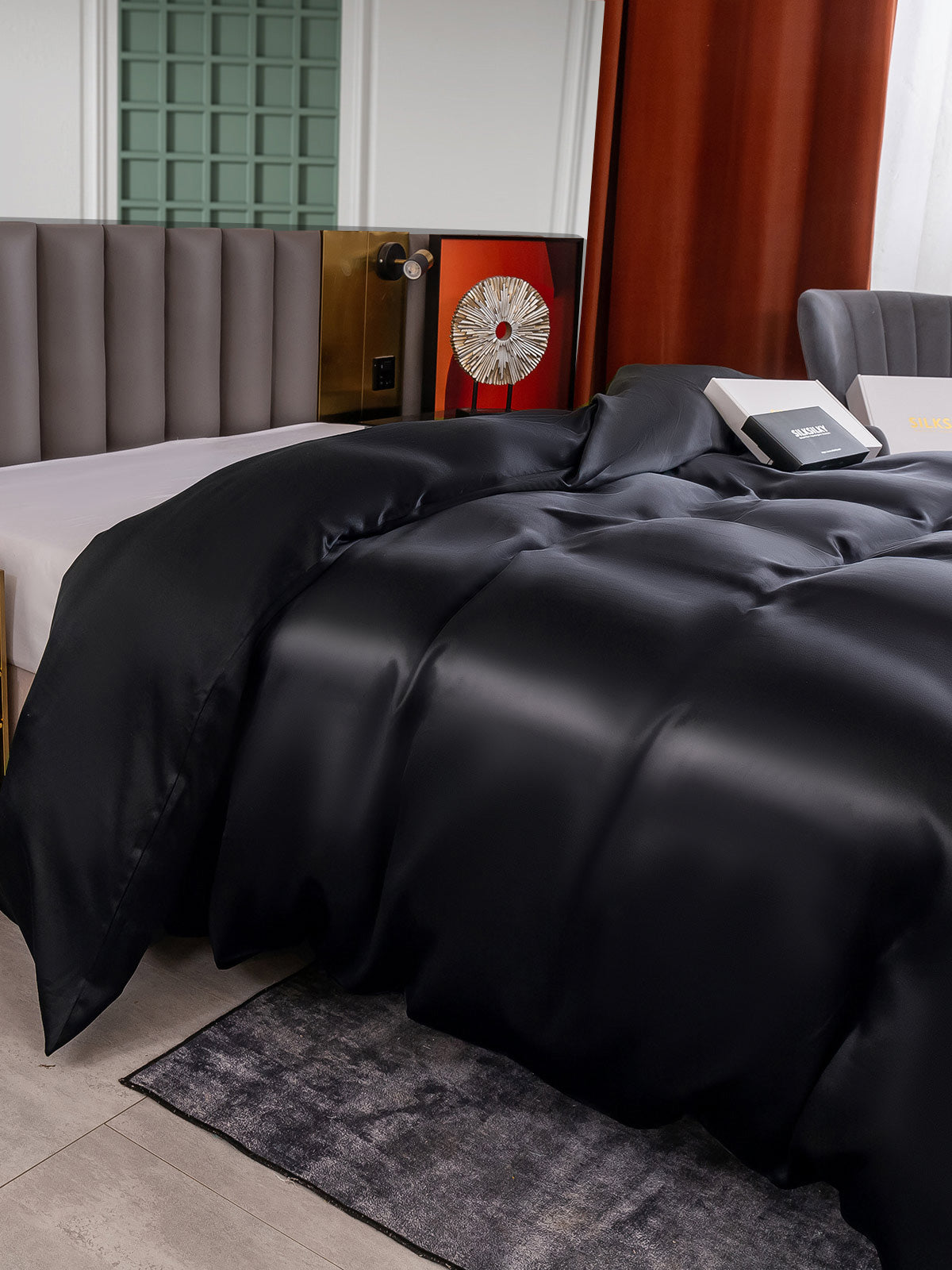 [Black] SilkSilky  25Momme Pure Silk Duvet Cover 002