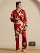[Wine] SilkSilky  Long Sleeve Notch Collar Men's Pajamas 005