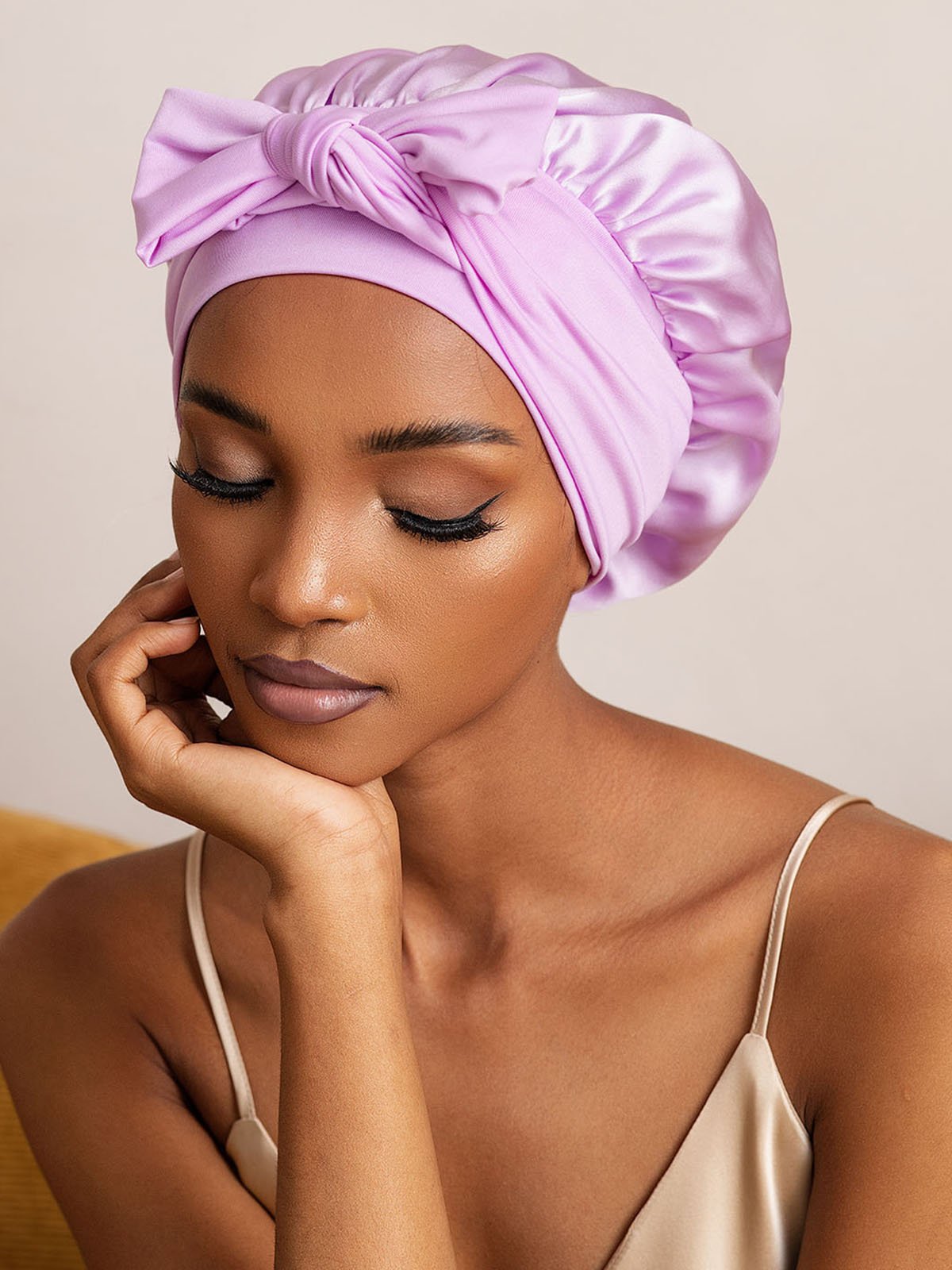 SilkSilky Pure Silk Sleep Cap Lavender 002