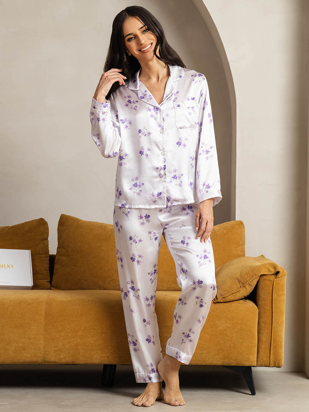 [Lilac Bloom] SilkSilky  Pure Silk Womens Pajamas 001