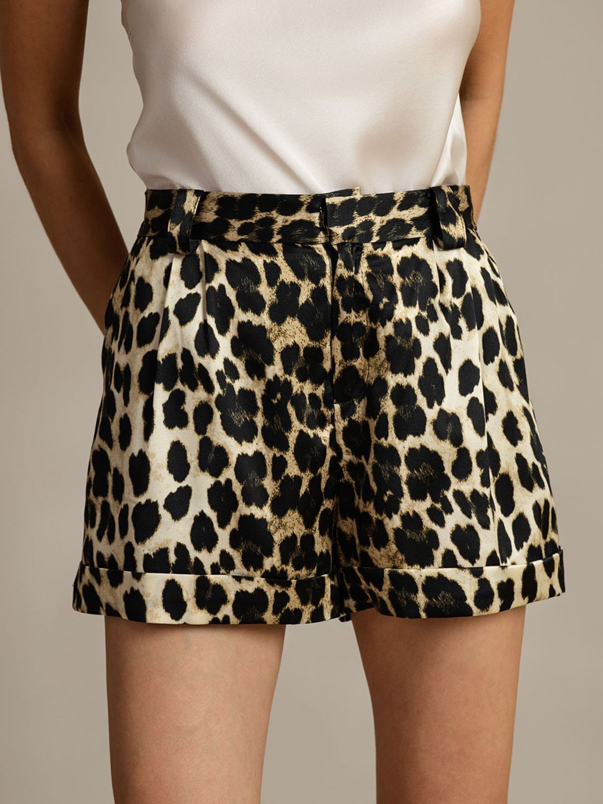 [Leopard] SilkSilky 19Momme Silk Womens Shorts 004