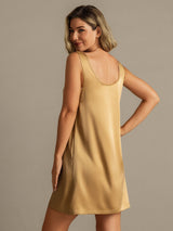 [Tan] SilkSilky  19Momme Machine-Washable Silk Sleeveless Scoop Neck Nightgown 002