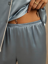 [Grayish Blue] SilkSilky  Long Sleeve Notch Collar Women's Pajamas 005