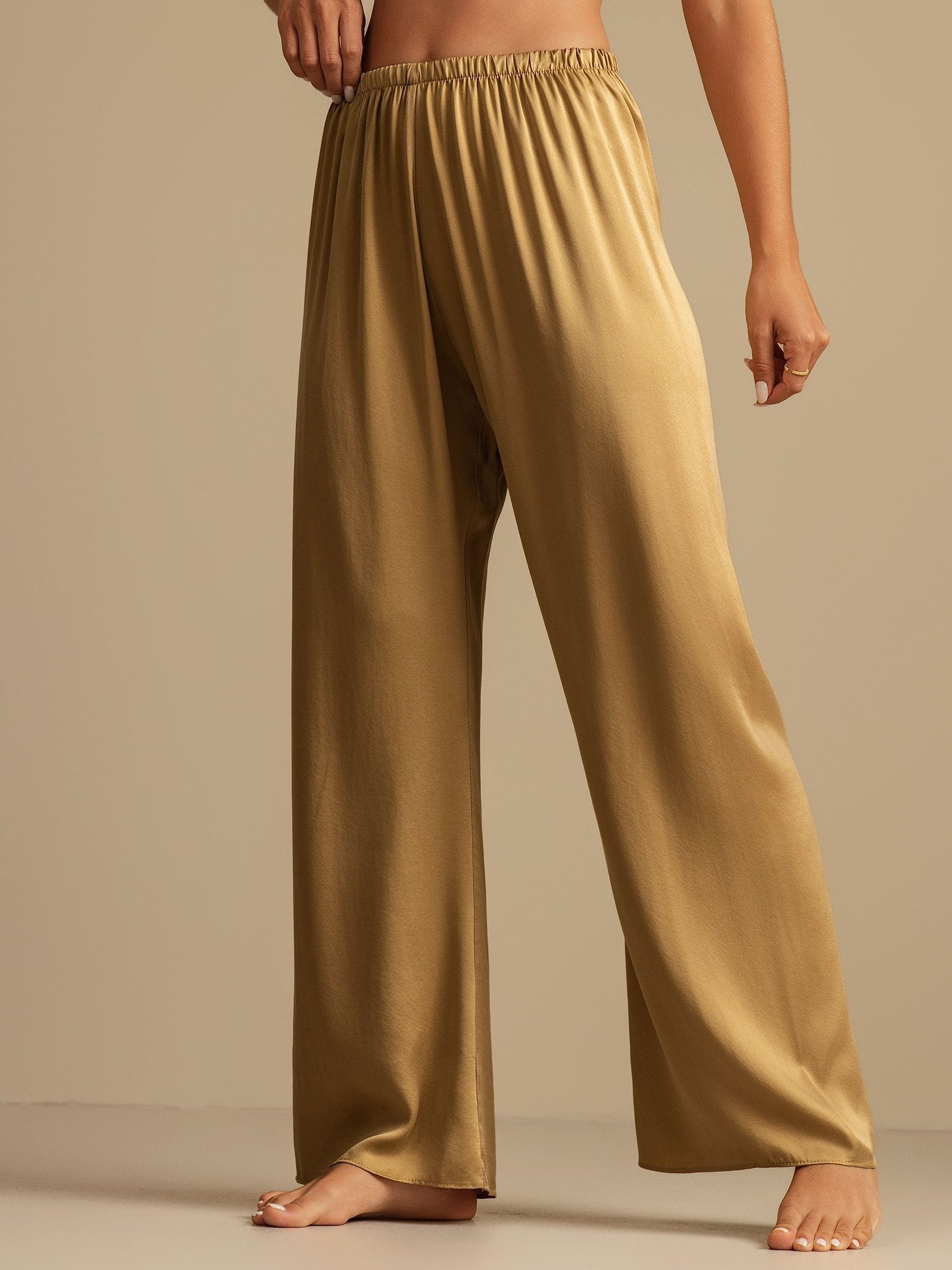 [Tan] SilkSilky  19Momme Silk Womens Sleep Bottoms 004,