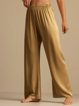 [Tan] SilkSilky  19Momme Machine-Washable Silk Women's Sleep Pants 004