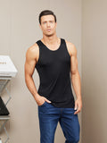 SilkSilky US Silk Knitted Sleeveless Round Neck Men's T Shirt Black 003