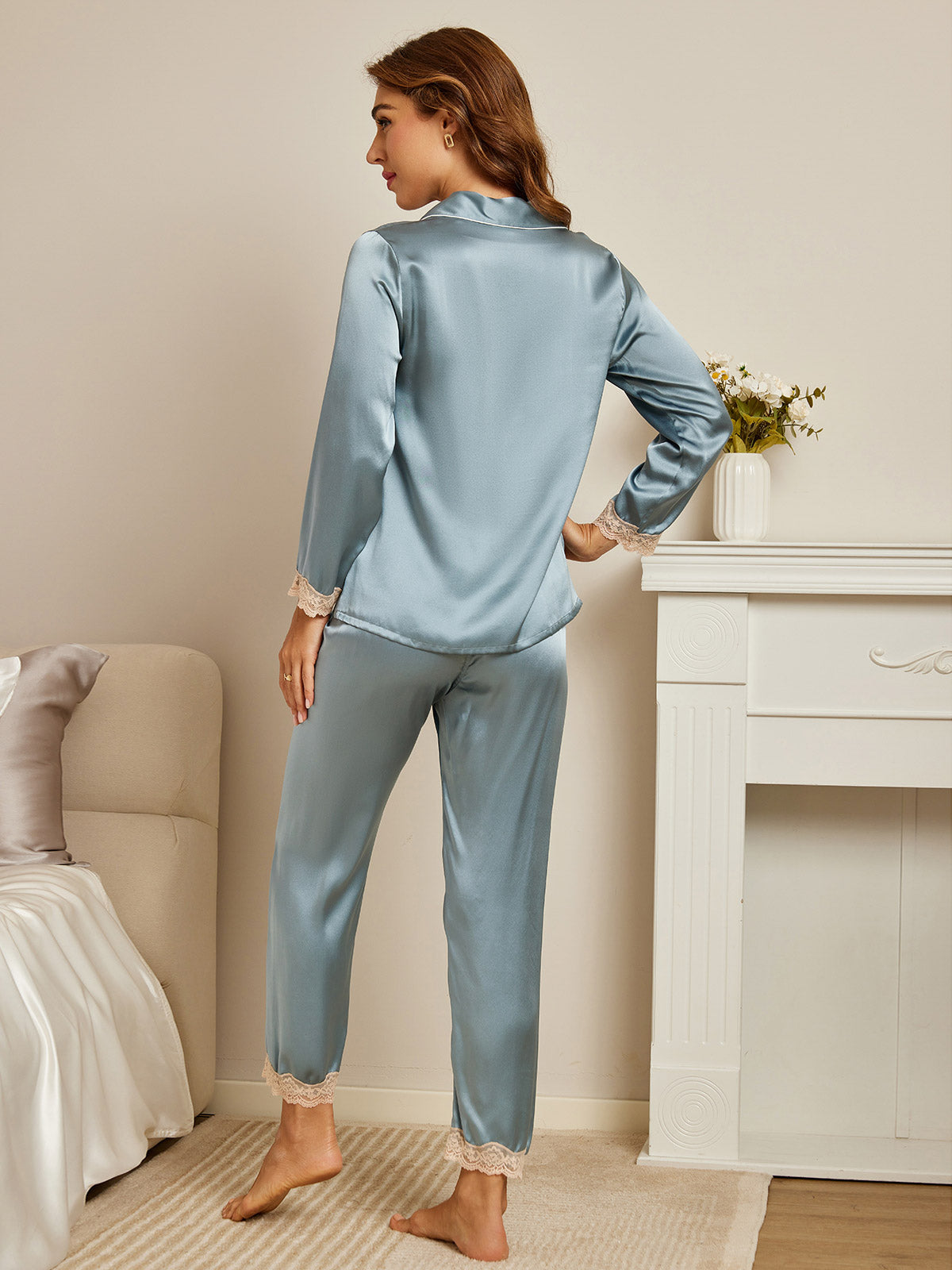 SilkSilky-US-Pure-Silk-Long-Sleeve-Lapel-Women's-Pajamas-Steel-Blue-004