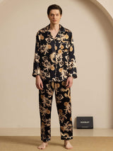 [Black Dragon] SilkSilky  Long Sleeve Notch Collar Men's Pajamas 001