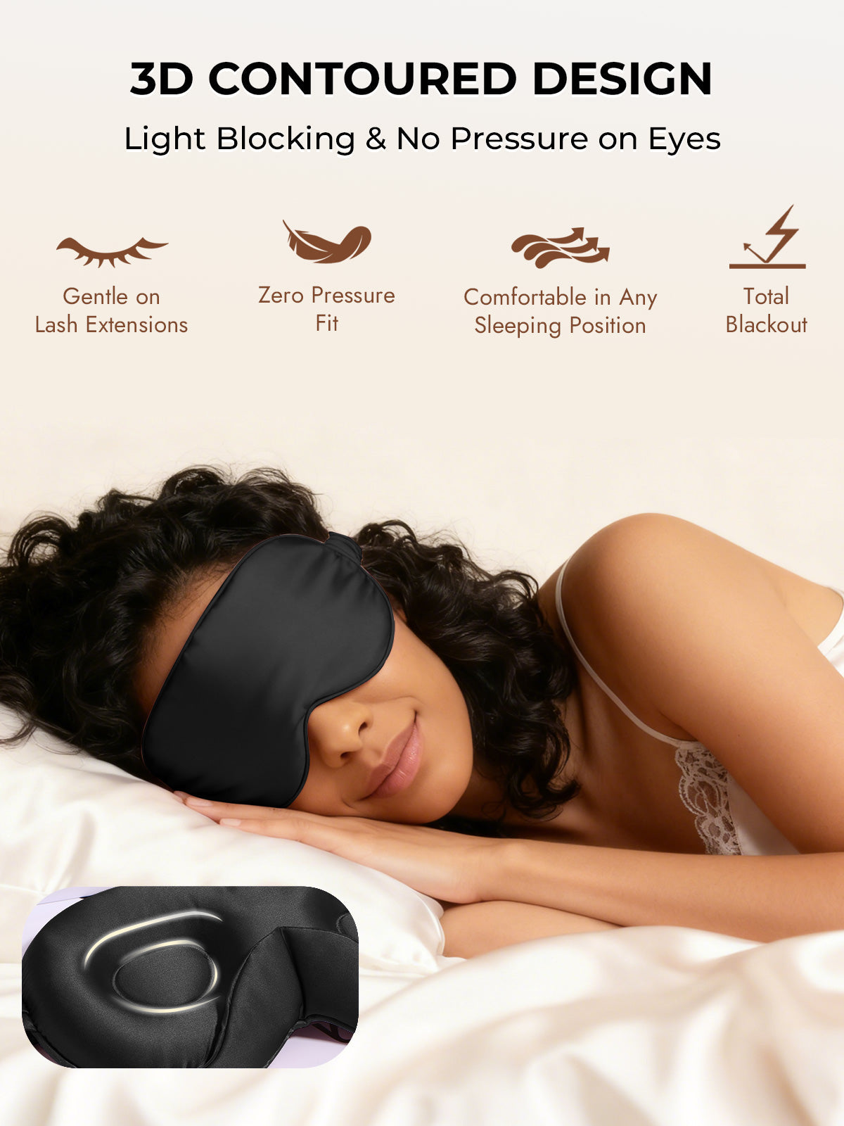 [Black] SilkSilky  Pure Silk Eye Mask 006
