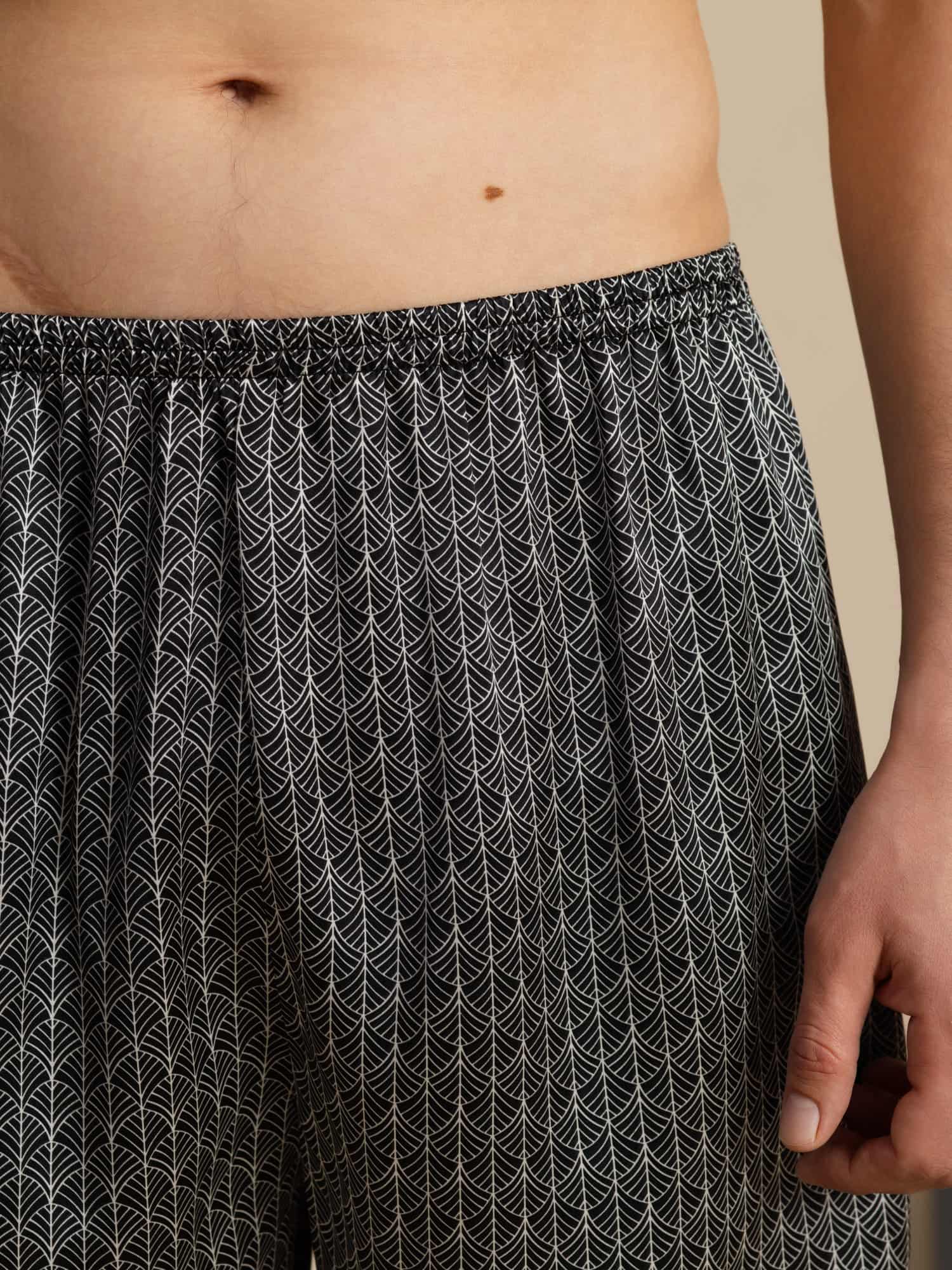 [Black Ginkgo] SilkSilky  Men's Sleep Shorts 005