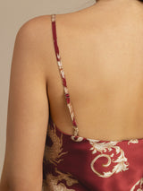 [Wine Dragon] SilkSilky  Spaghetti Strap V Neck Camisole Set 005