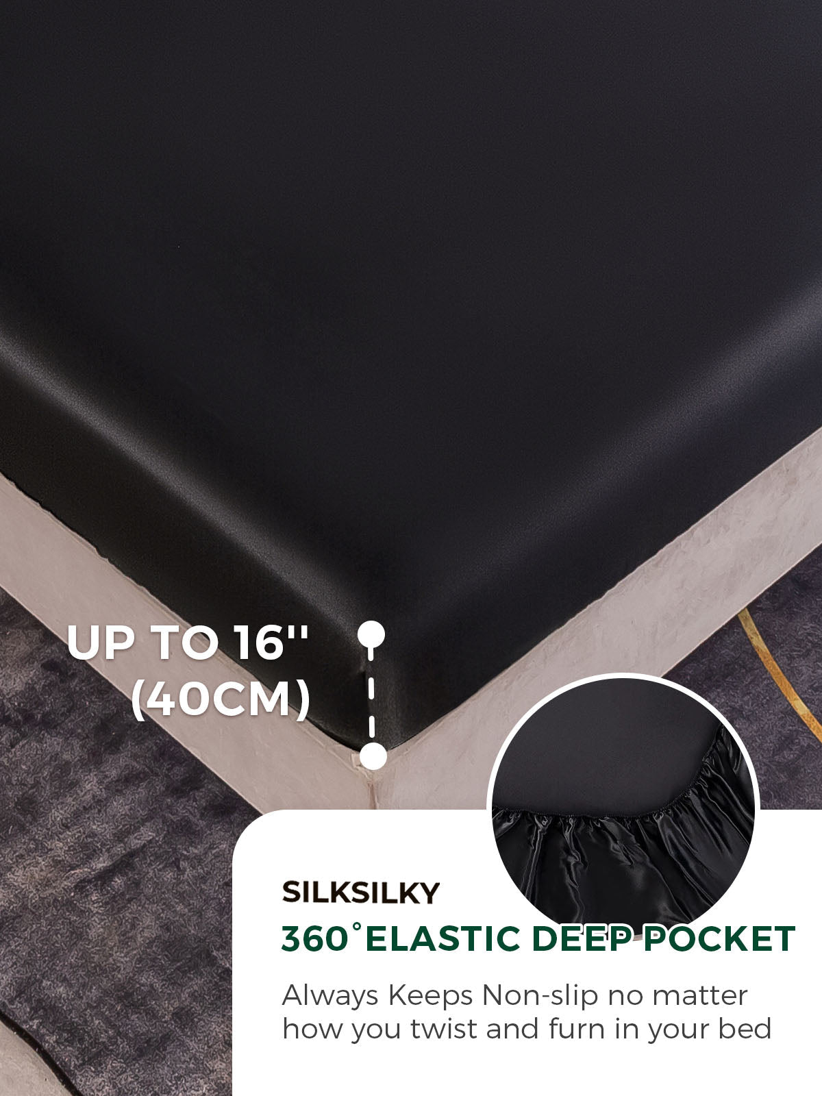 [Black] SilkSilky  25Momme Pure Silk Bedding Set 004