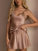 [Tuscany] SilkSilky  Spaghetti Strap V Neck Camisole Set 004