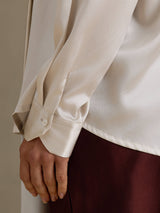 [Light Gray] SilkSilky  Long Sleeve Tie Neck Women's Blouse 005