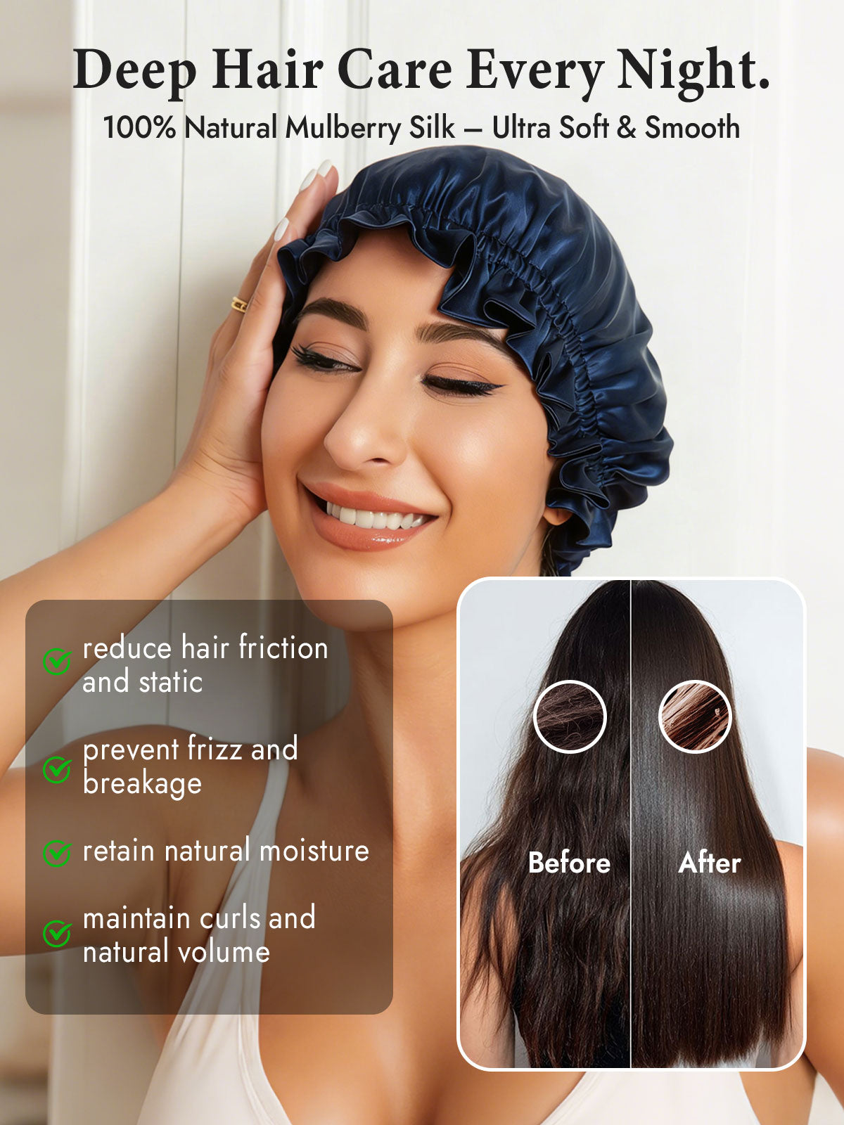 [Dark Blue] SilkSilky  Sleep Cap 005