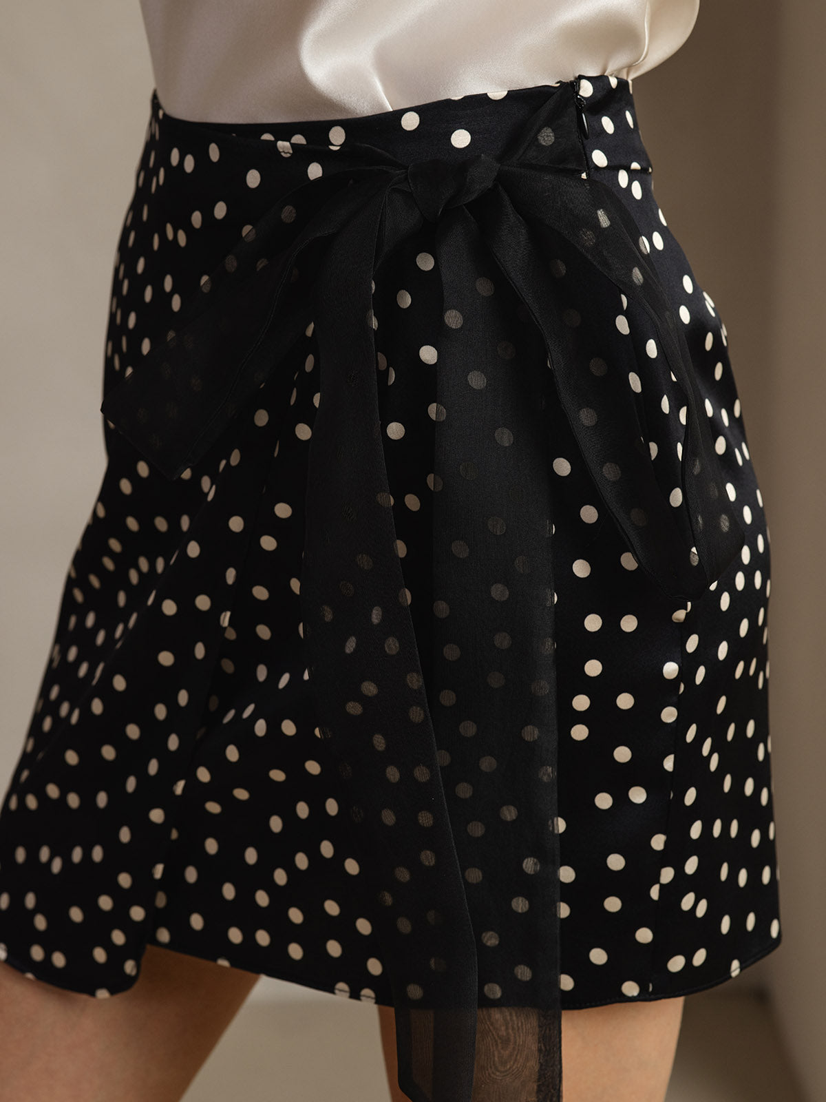 [Black] SilkSilky  19Momme Silk Wrap Skirt 003