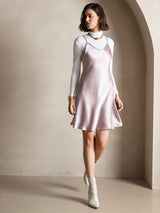[Lavender] SilkSilky  Spaghetti Strap V Neck Dress 001