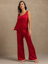 [Wine] SilkSilky  Sleeveless Women's Pajamas 004