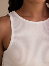 [White] SilkSilky  Sleeveless Crew Neck Camisole Top 005