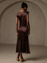 [Coffee] SilkSilky  Cap Sleeve Dress 002