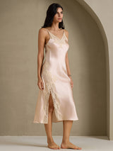 [Light Pink] SilkSilky  Spaghetti Strap V Neck Nightgown 007