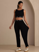[Black] SilkSilky Sleeveless Crew Neck Women's Outfit Sets 006
