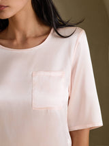 [Pink] SilkSilky  Half Sleeve Women's T-Shirt 004