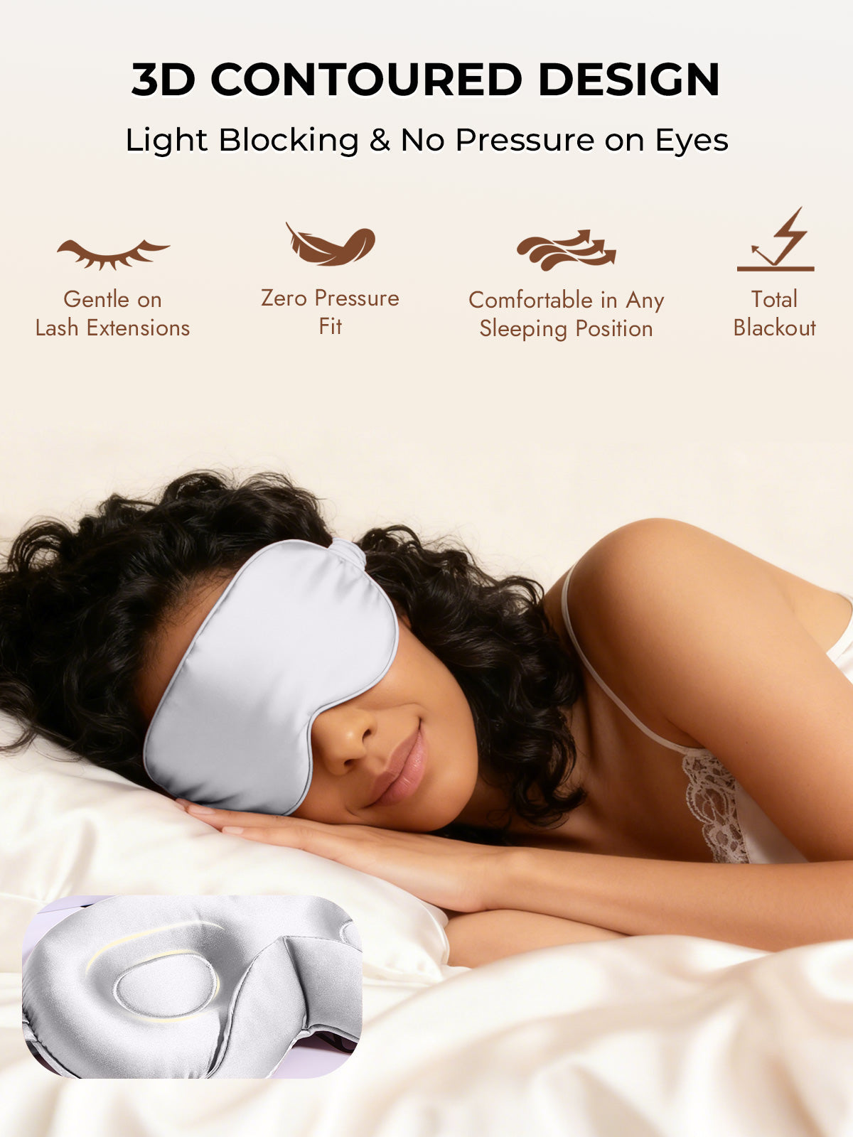 [Light Gray] SilkSilky  Pure Silk Eye Mask 006