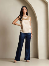 [Champagne] SilkSilky  Sleeveless Round Neck Camisole Top 008