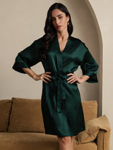 [Dark Green] SilkSilky  3/4 Sleeve Women's Robe 004