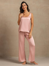 [Peach Skin] SilkSilky  19Momme Machine-Washable Silk Sleeveless Scoop Neck Women's Pajamas 006