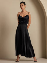 [Black] SilkSilky  Spaghetti Strap Cowl Neck Women's Outfit Sets 008
