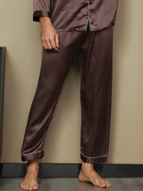 [Coffee] SilkSilky  Pure Silk Mens Sleep Bottoms 003,
