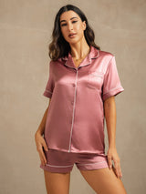 [Pale Mauve] SilkSilky  Short Sleeve Notch Collar Women's Pajamas 003