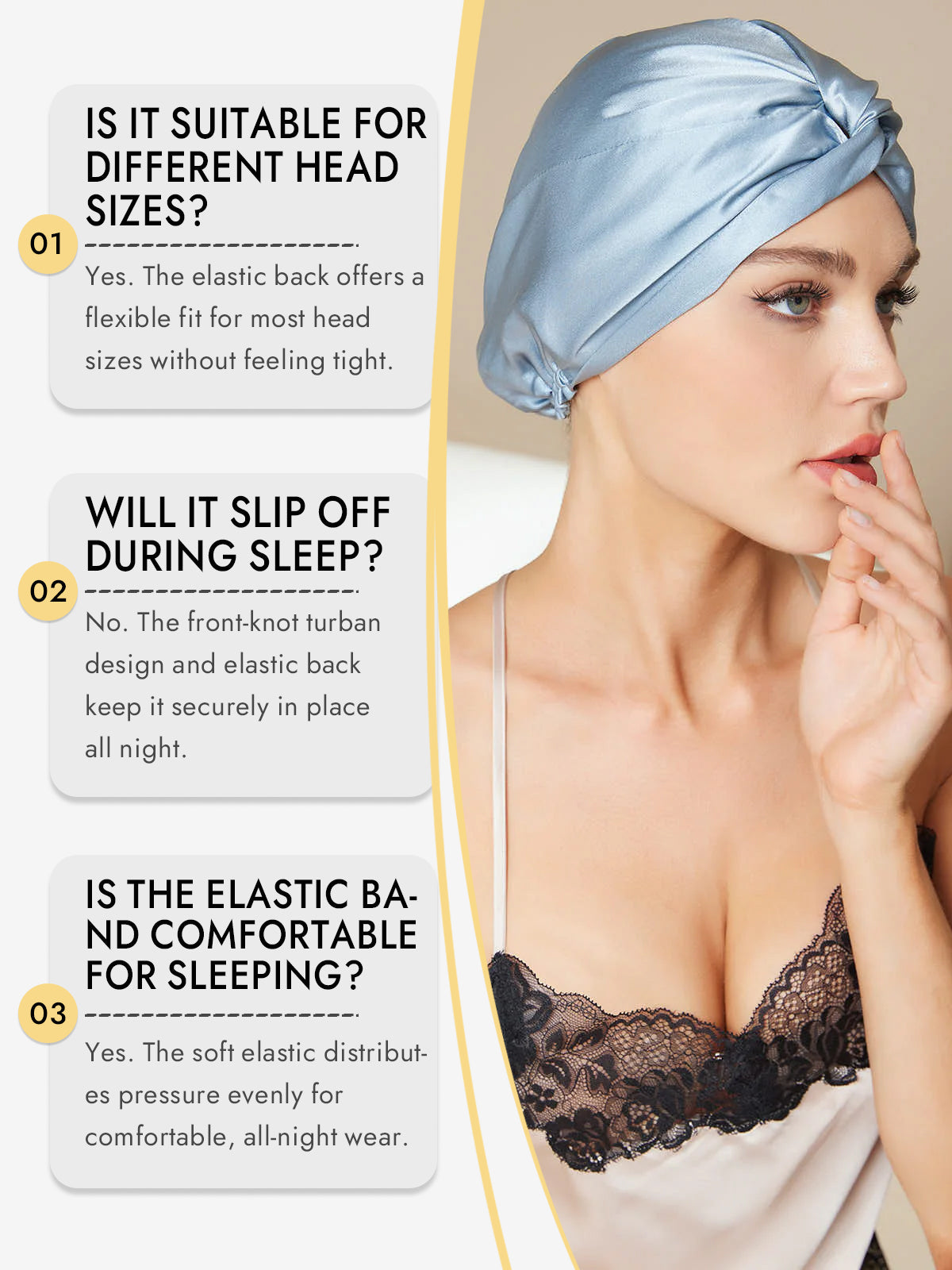 [Steel Blue] SilkSilky  Pure Silk Sleep Cap 008