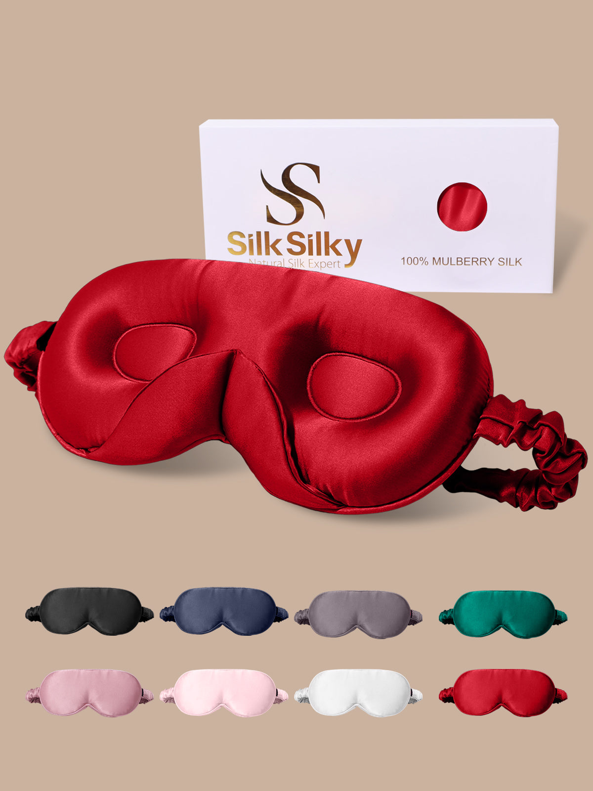 [Wine] SilkSilky  Pure Silk Eye Mask 001