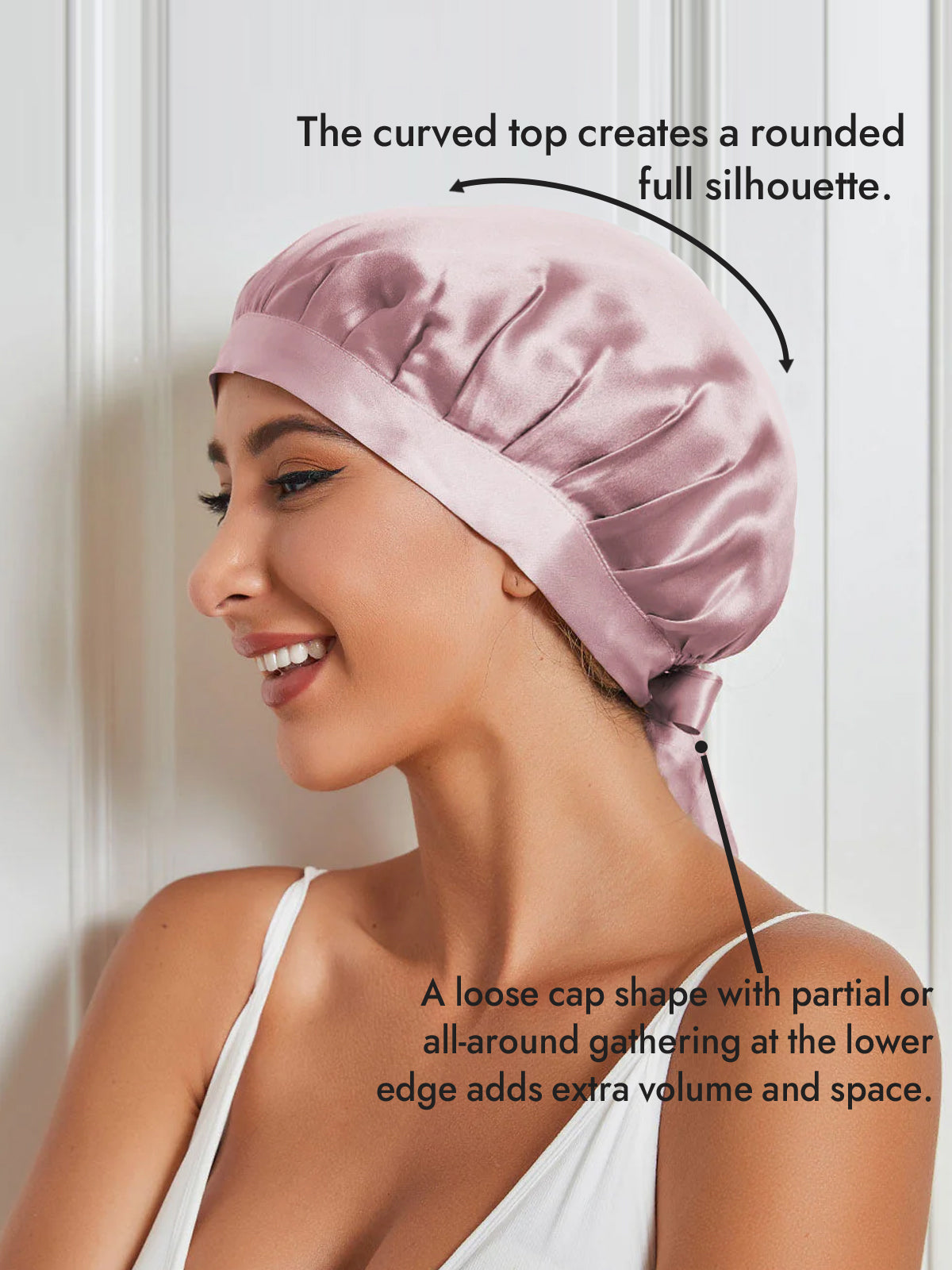 [Pale Mauve] SilkSilky  Pure Silk Sleep Cap 003