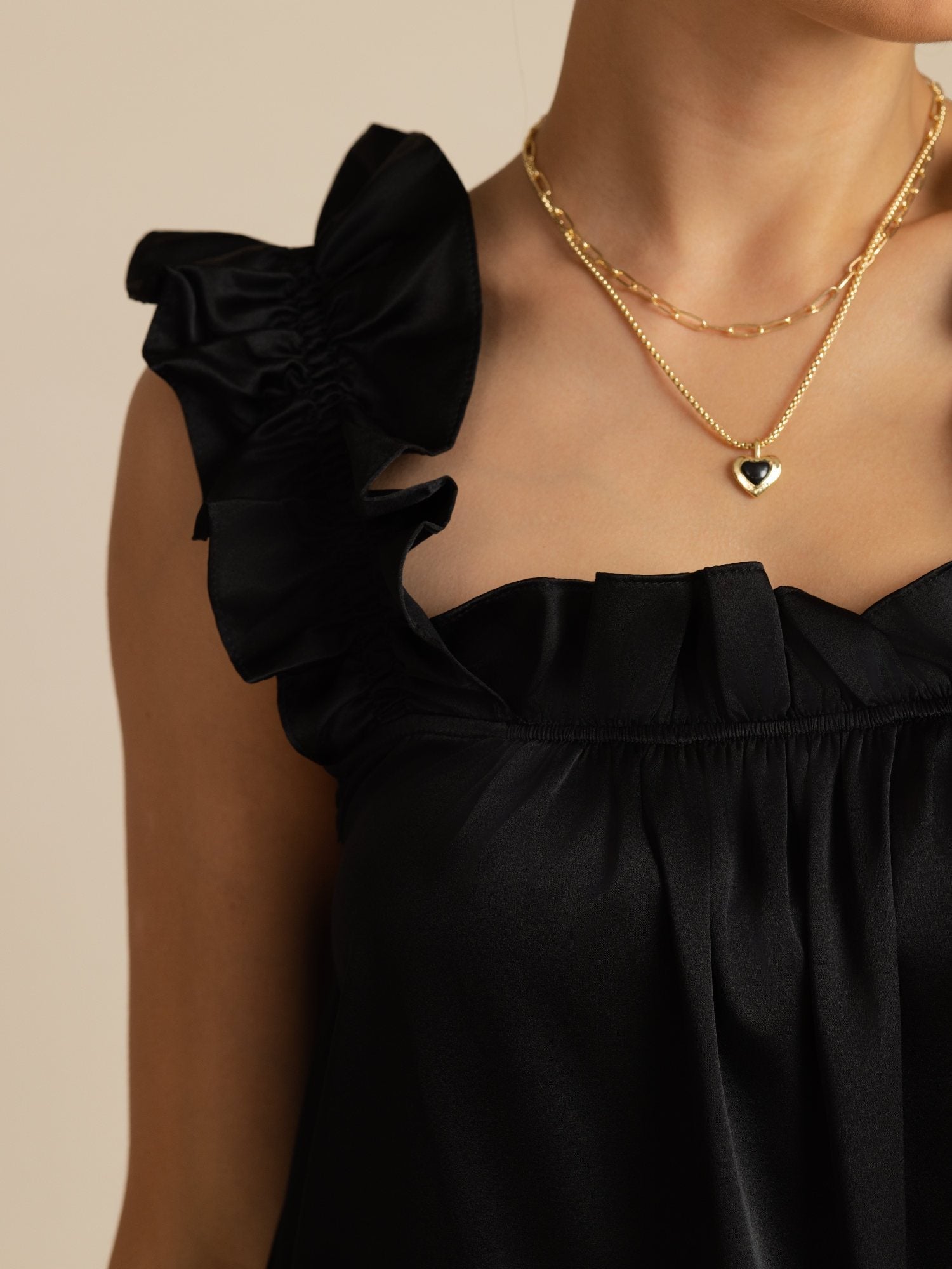 [Black] SilkSilky 19Momme Silk Sleeveless Square Neck Dress 004