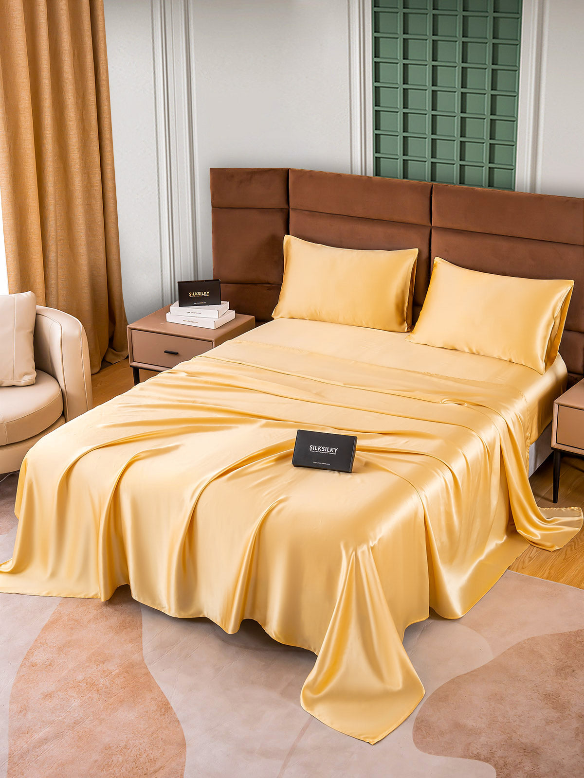 SilkSilky US 25Momme Pure Silk Bedding Set Champagne 002