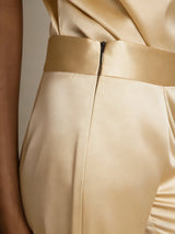 [Champagne] SilkSilky  19Momme Stretch Silk Charmeuse Women's Pants 004