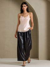 [Pink] SilkSilky  Spaghetti Strap V Neck Camisole Top 007