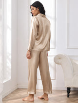 [Champagne Gold] SilkSilky  Long Sleeve Lapel Collar Women's Pajamas 003