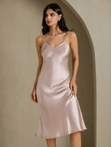 [Shadow Gray] SilkSilky  Spaghetti Strap V Neck Nightgown 007