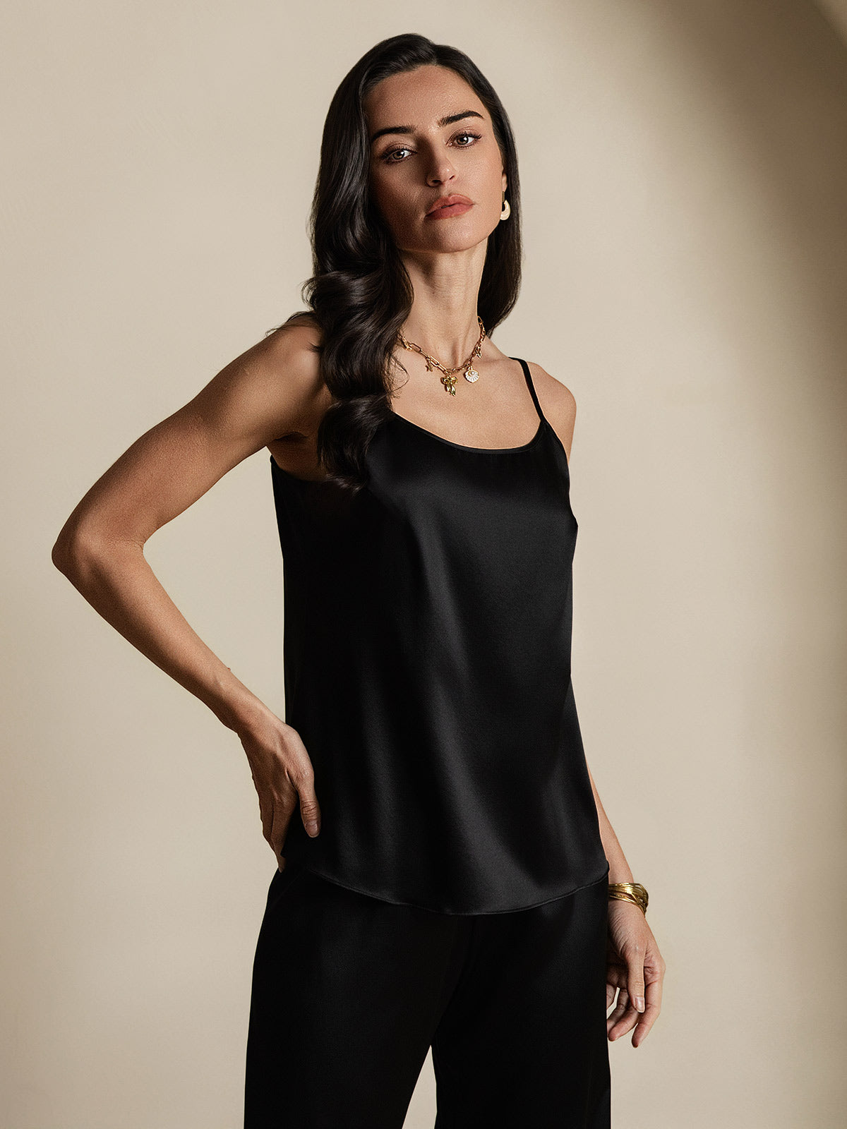 [Black] SilkSilky  19Momme Silk Camisoles 005